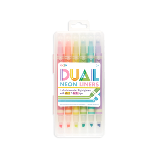 Dual Liner Double Ended Neon Highlighters - Set of 6