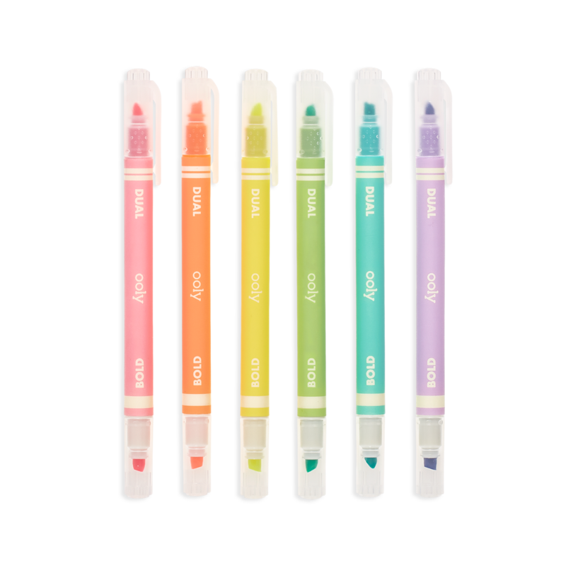 Dual Liner Double Ended Neon Highlighters - Set of 6