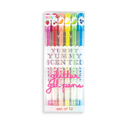 Yummy Yummy Scented Colored Glitter Gel Pens - Set of 12