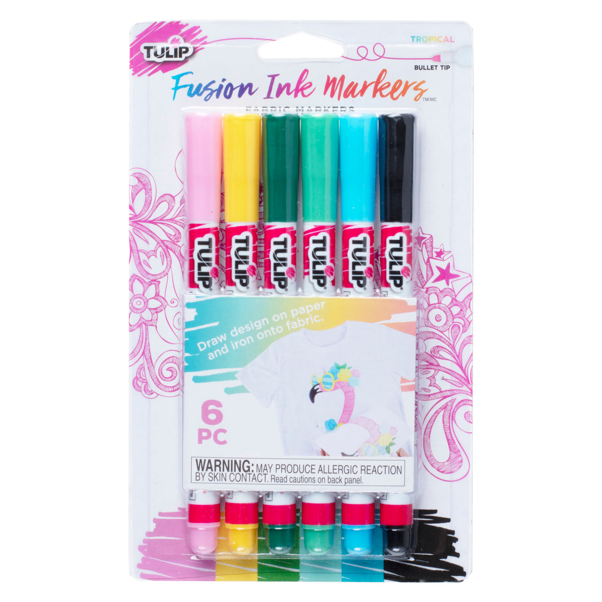 Tulip Tropical Sublimation Fabric Markers - 6 Pack