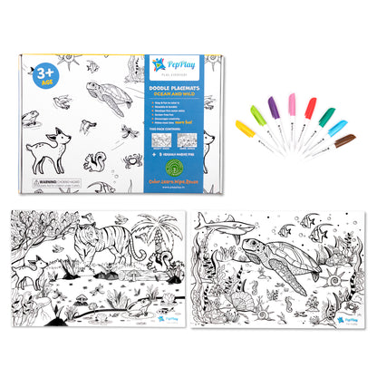 Doodle Placemats Set - Animal Series