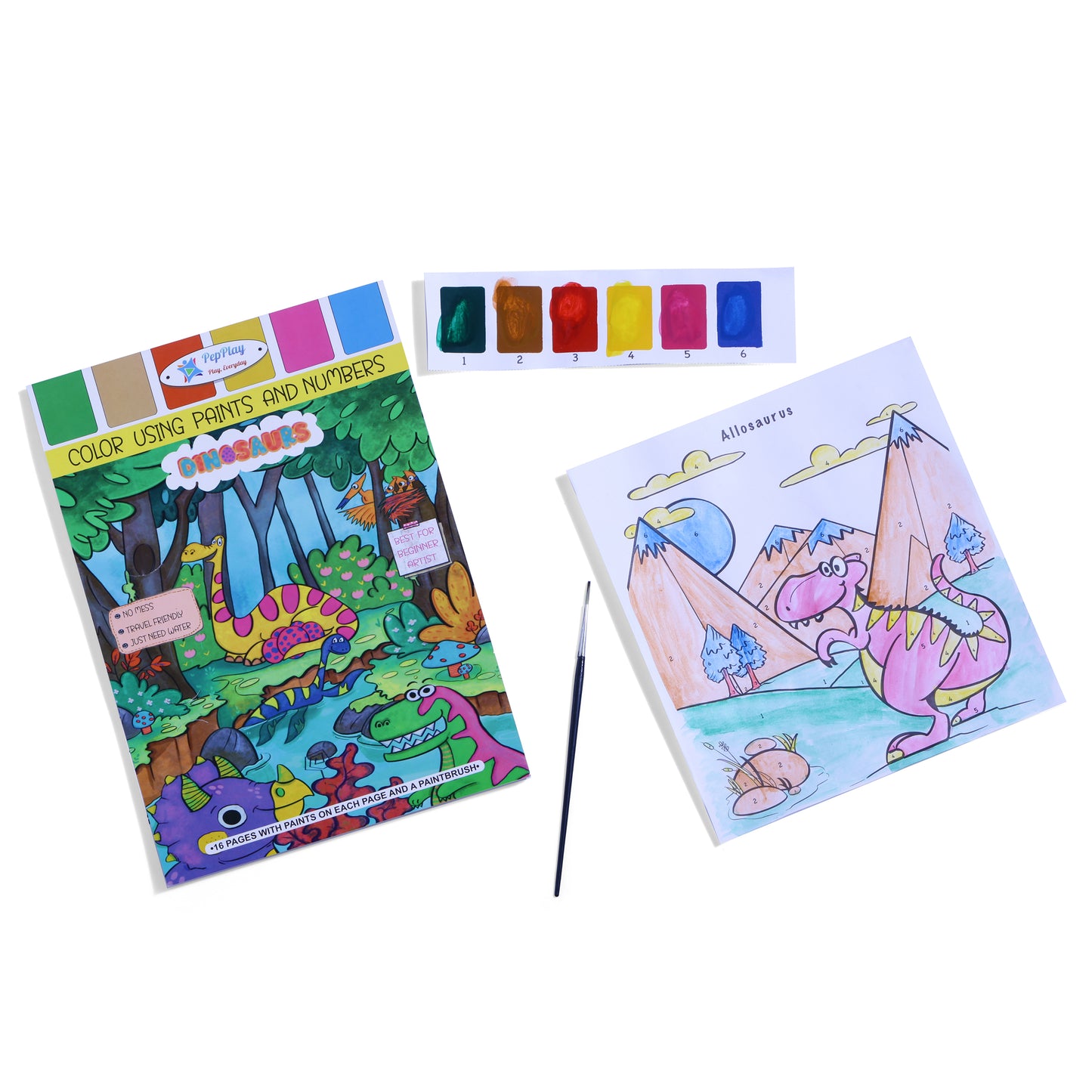 PepPlay Dinosaurs Coloring Book - Color Using Paint & Numbers