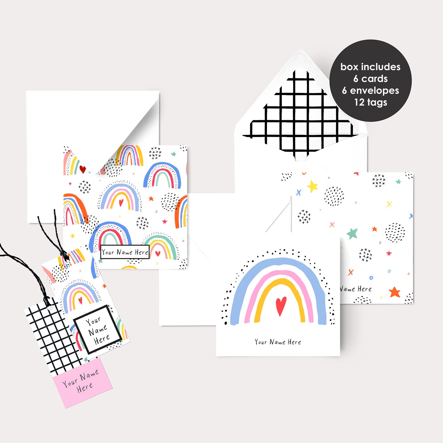 Personalised Gift Cards & Tags - Rainbows