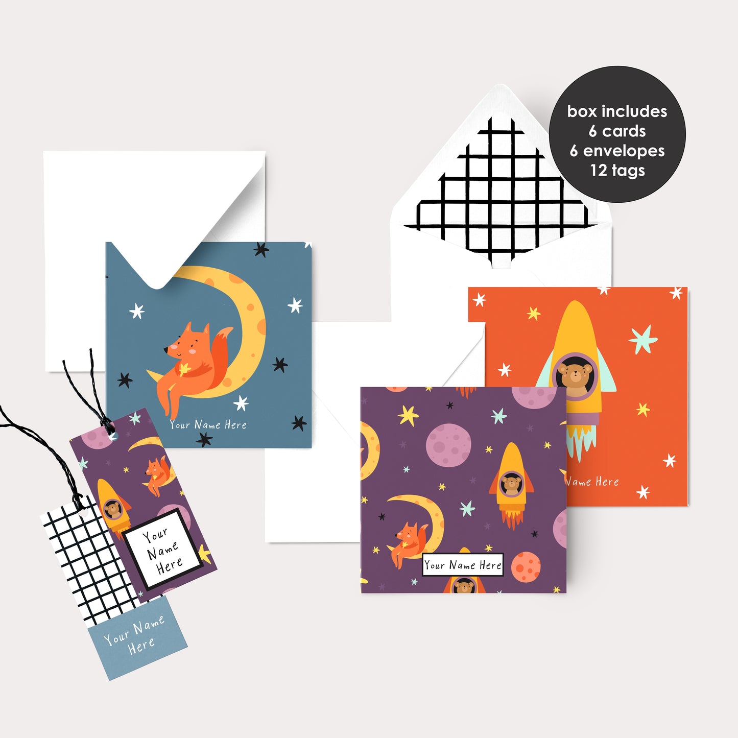 Personalised Gift Cards & Tags - Space