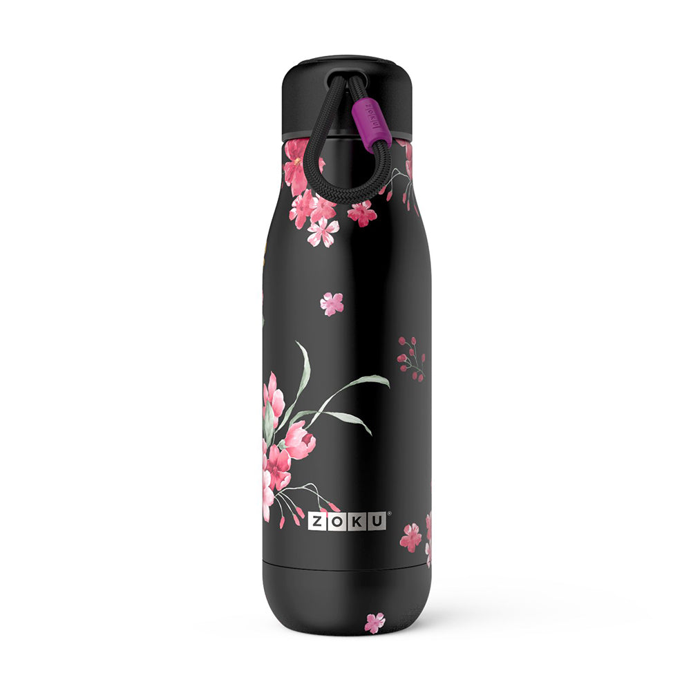 thinKitchen™ Zoku Midnight Floral Stainless Steel Bottle, 500ml